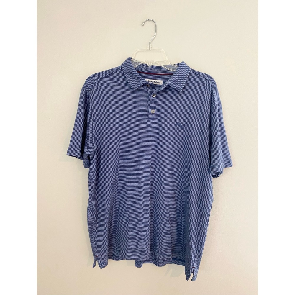 Tommy Bahama Blue with White Stripes Polo